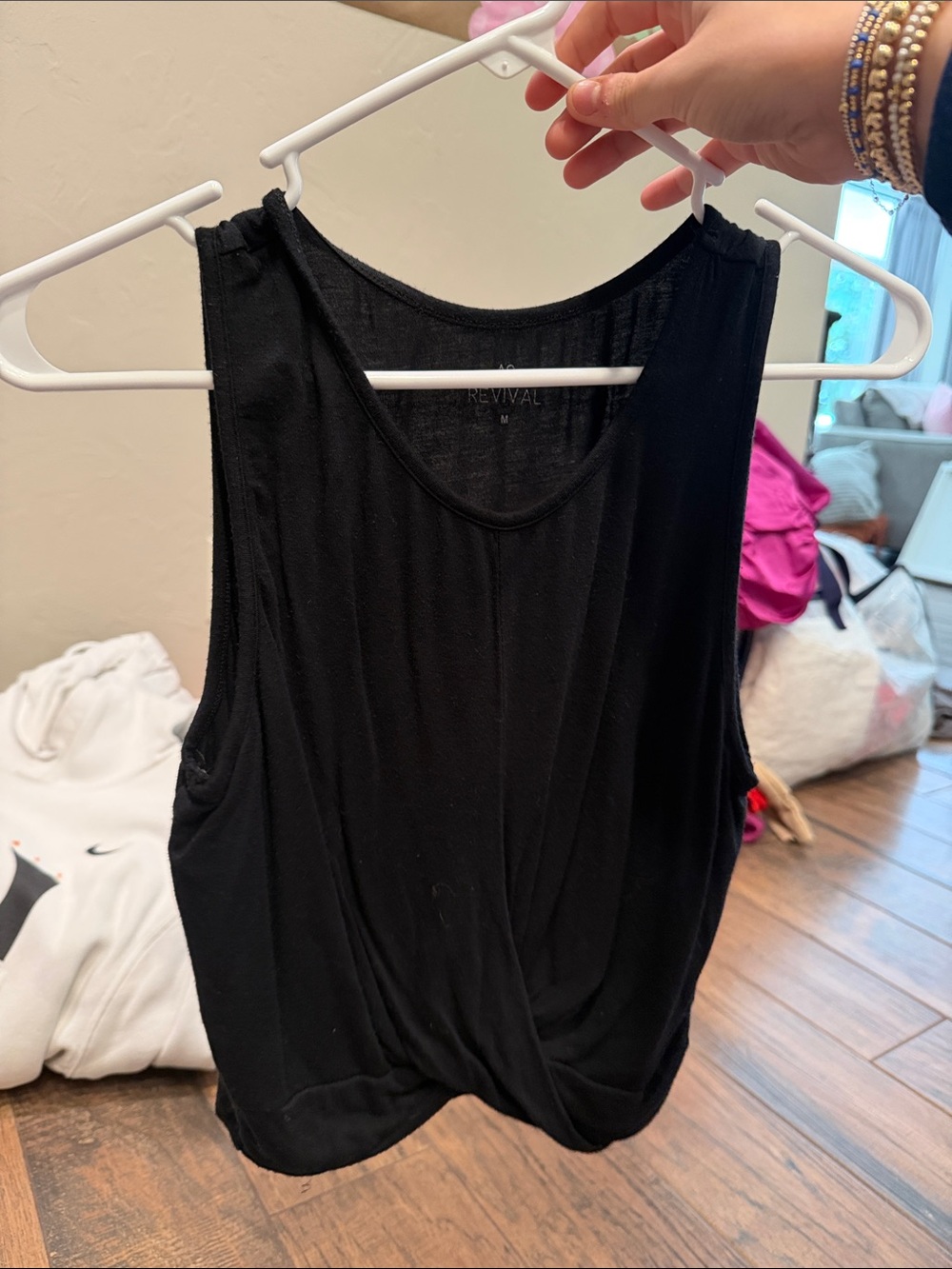 Black Twist-Front Tank Top